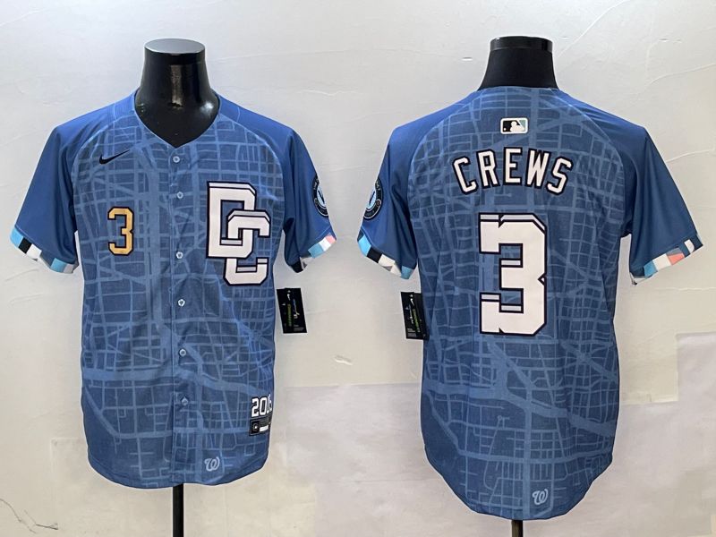 Men Washington Nationals #3 Crews Blue Joint Name Nike 2025 MLB Jersey style 4